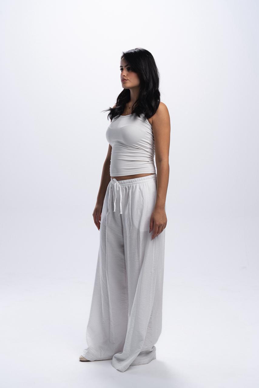 Crinkle linen pants - Off white