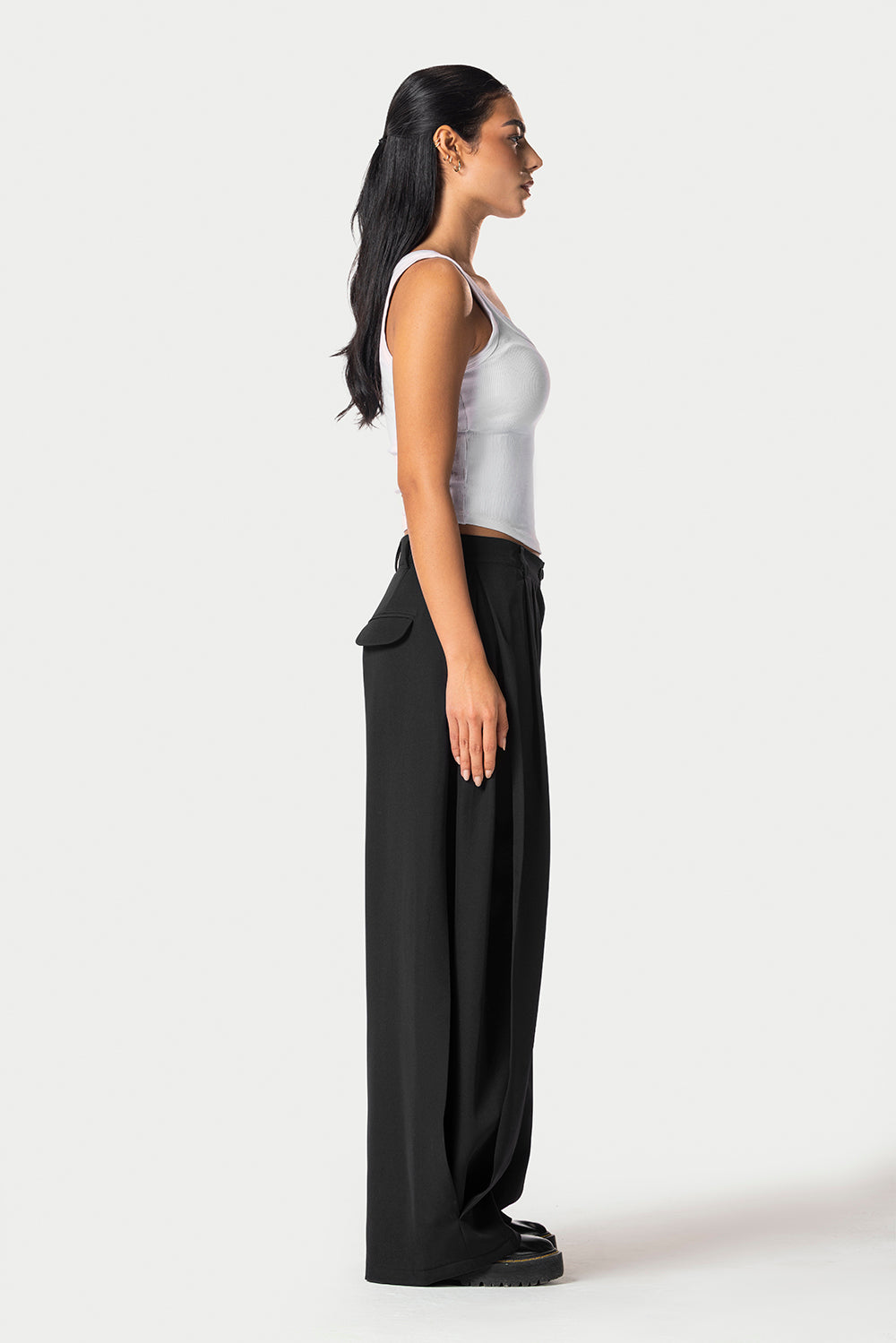 Side Pleated Trousers – Black – photo 5