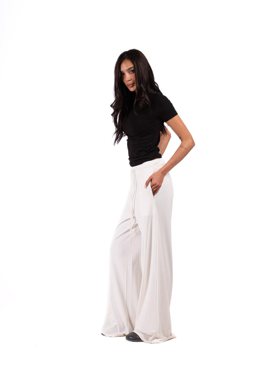Relaxed Wide Leg Pants -OFF/White