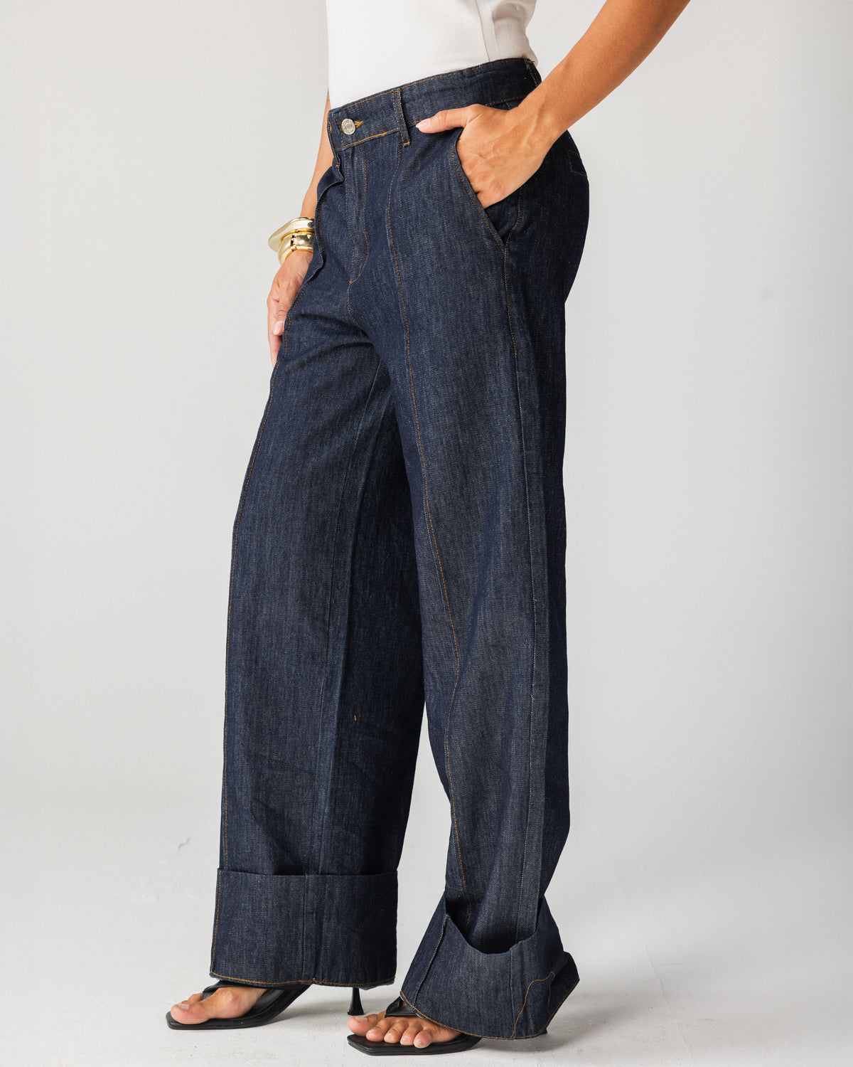 Front seam straight jeans - Blue Raw