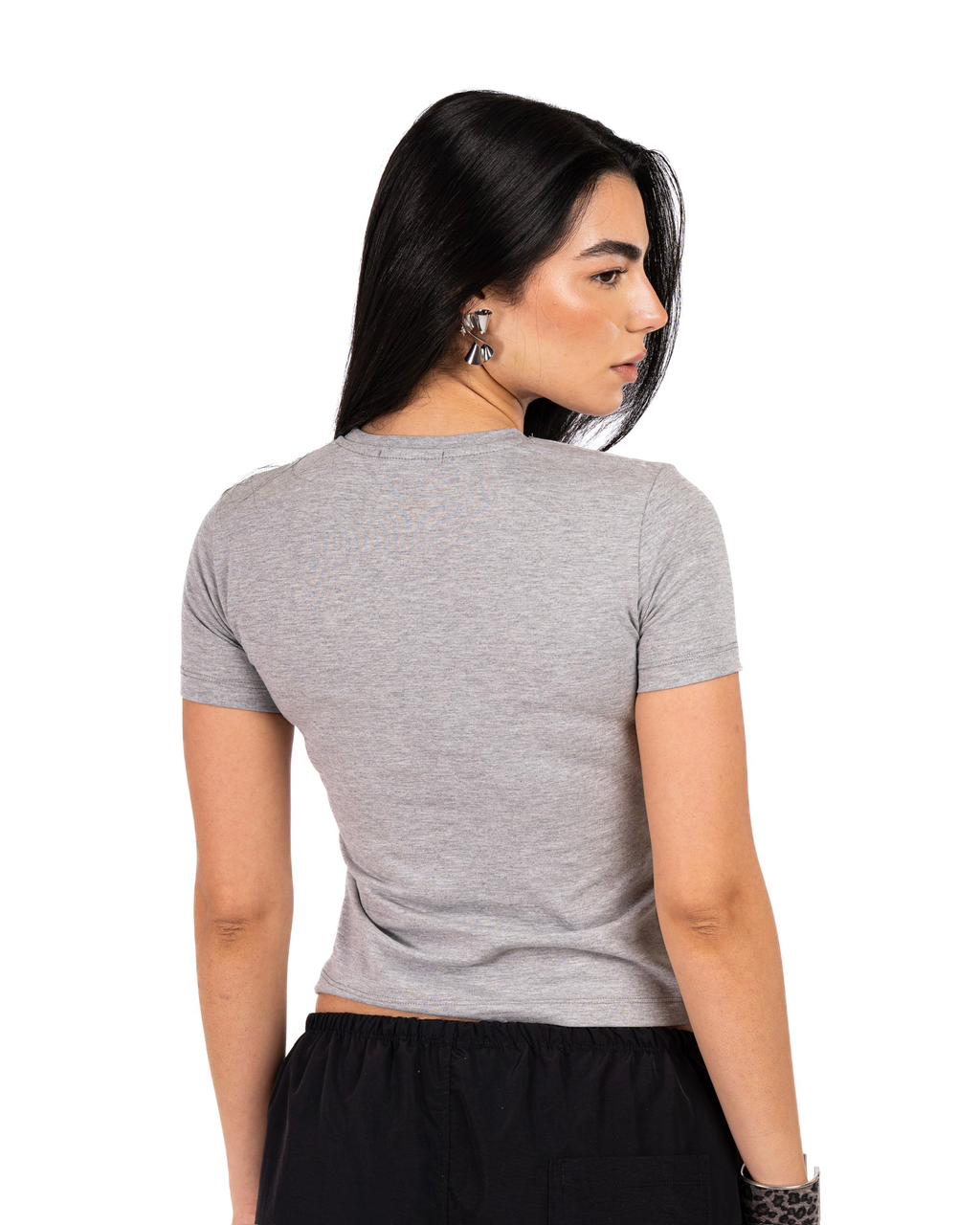Short Sleeve Round Top - Light Grey