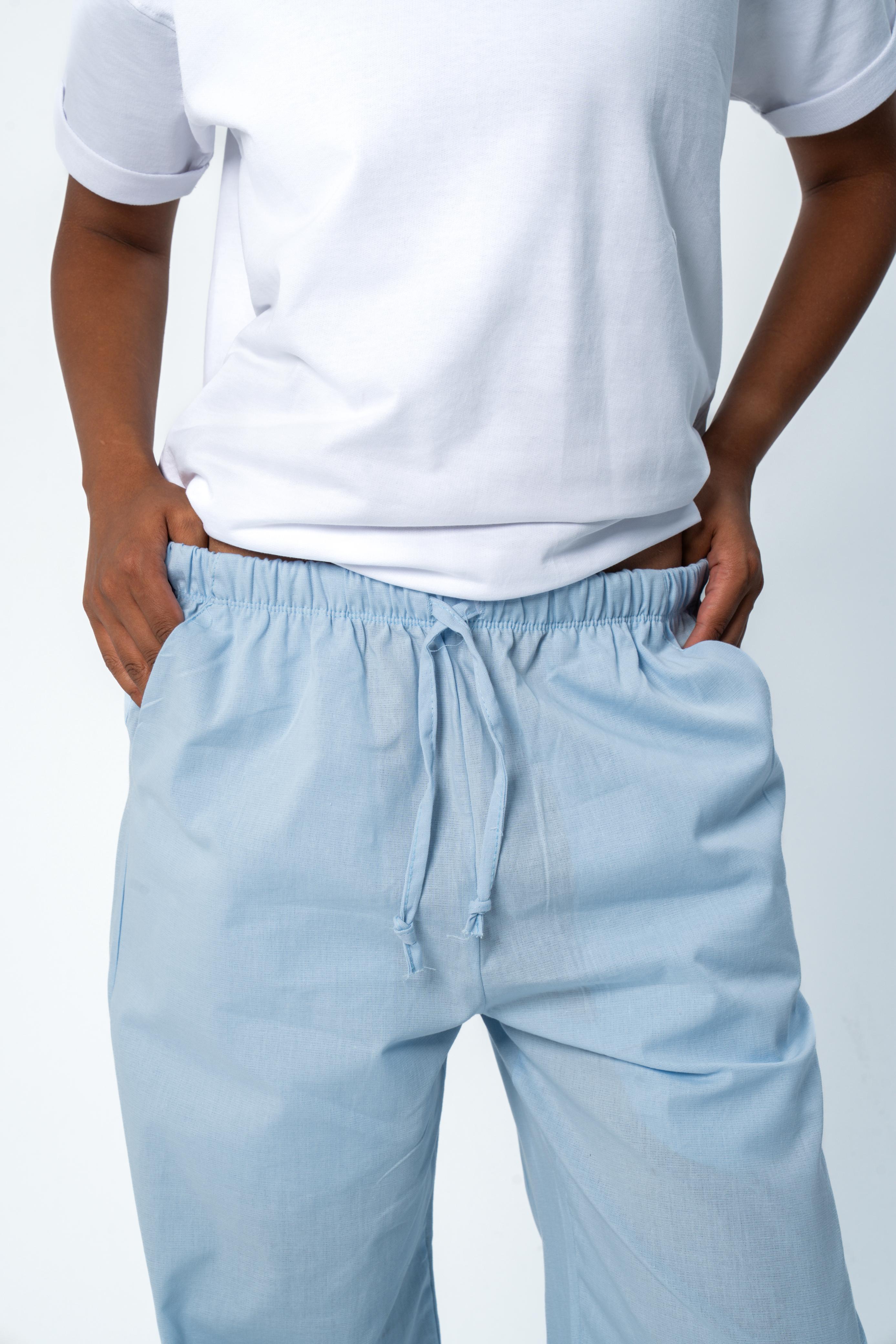 Wide-leg linen trousers - Baby Blue