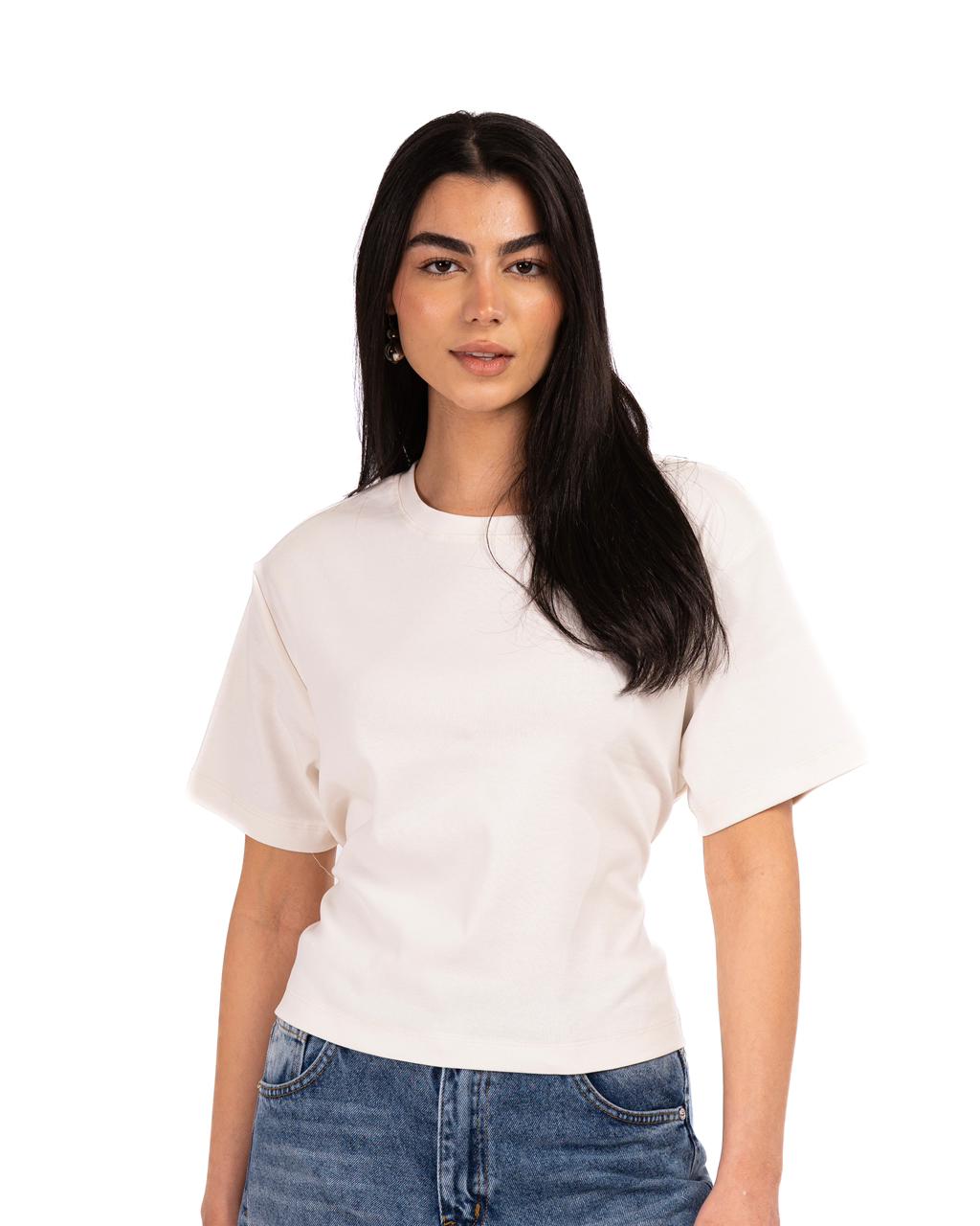 Short Sleeve Back-Tie Top - Offwhite