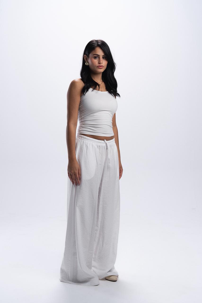 Crinkle linen pants - Off white