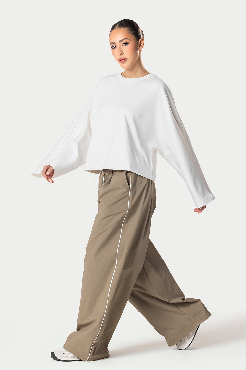 Wide Sleeve Cotton Tee – Off white – photo 5