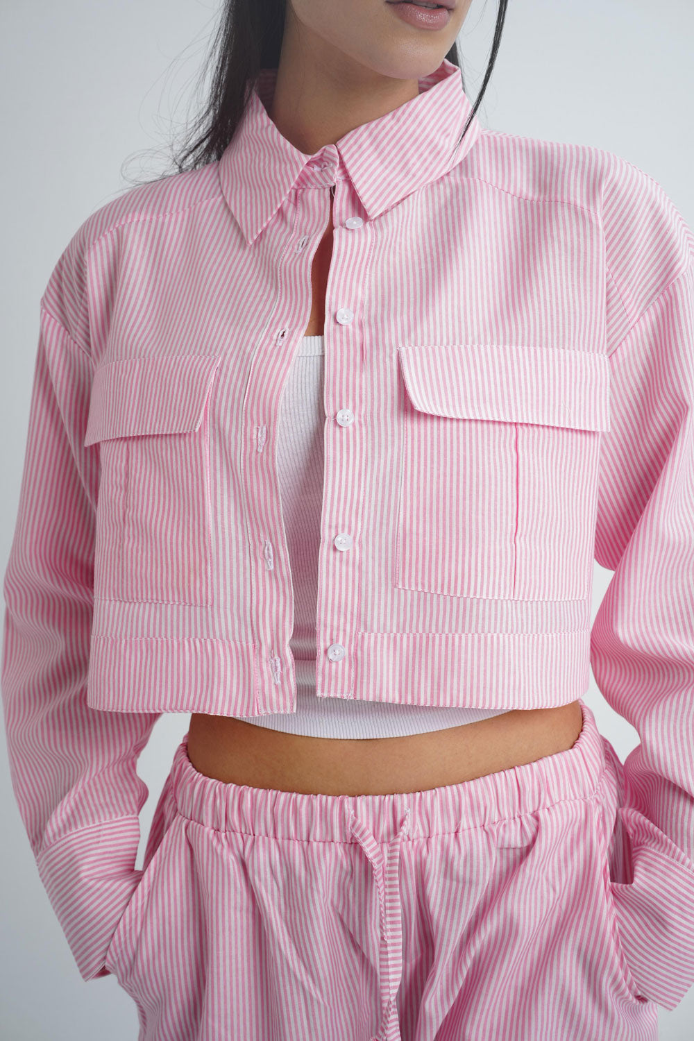 Cropped PJ striped Pink chemise