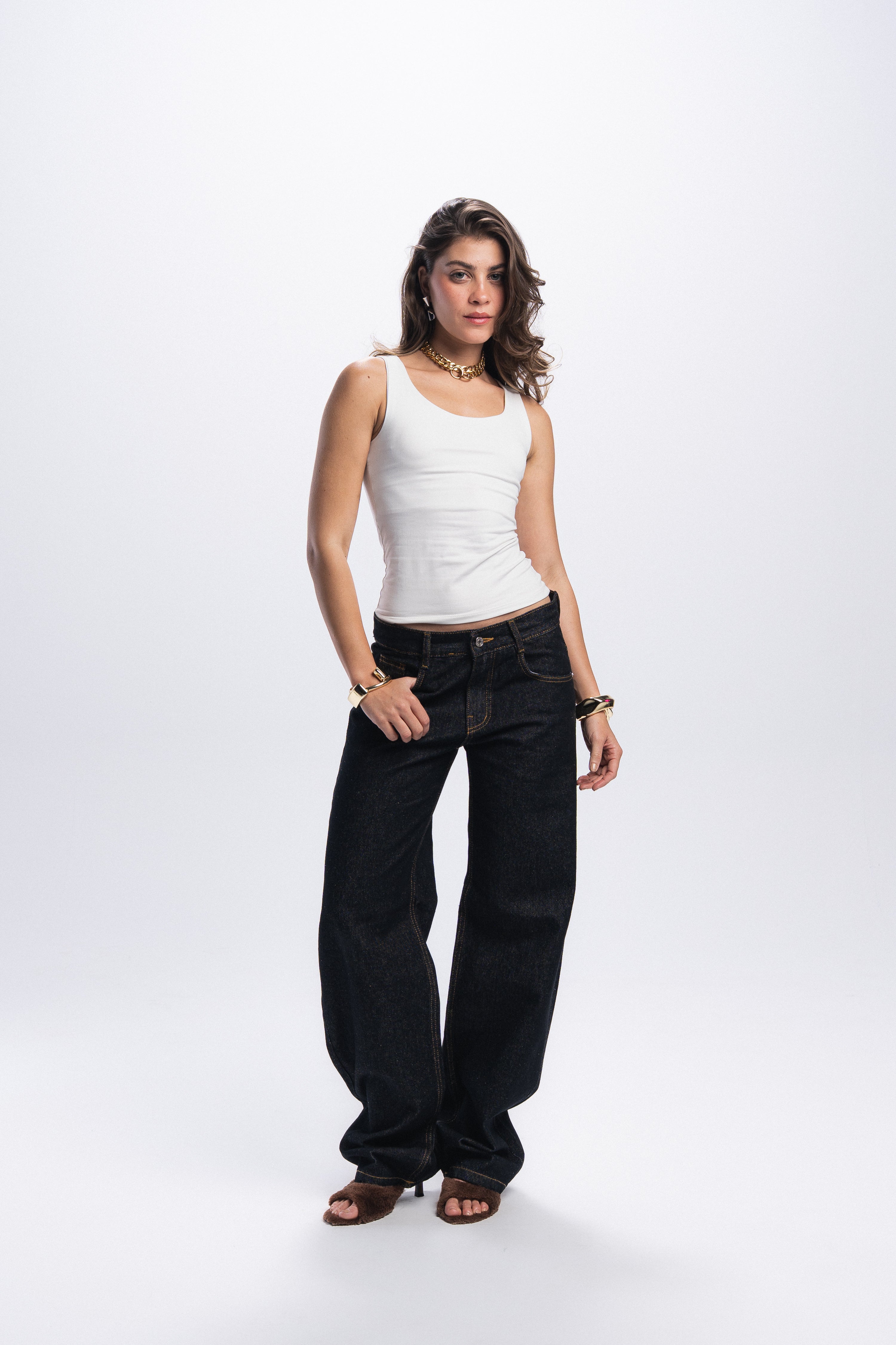 Straight Leg Jeans- Black Raw