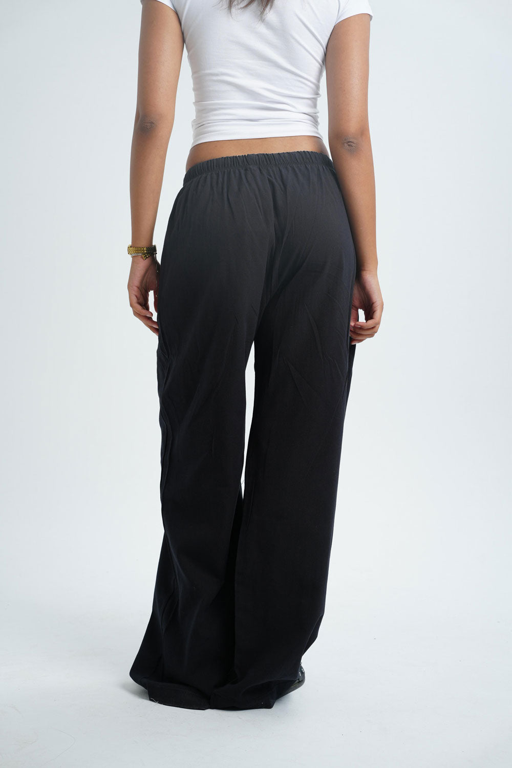 Wide-leg linen trousers - Black