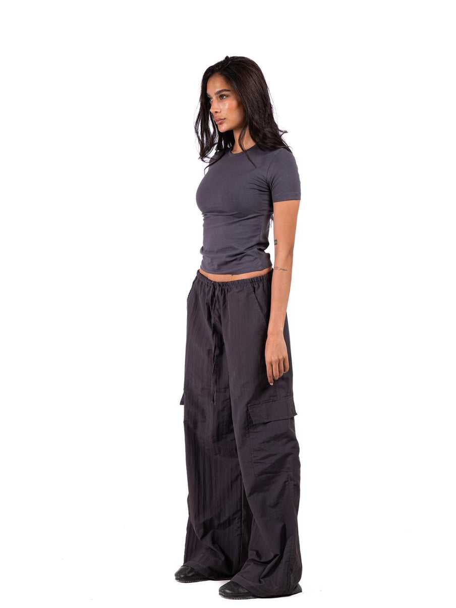 Wide Leg Parachute Pants -Grey