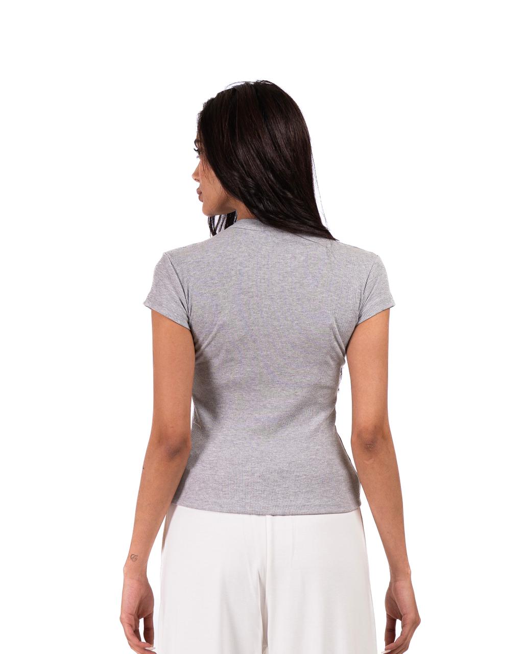 Short Sleeve buttons top - Light grey