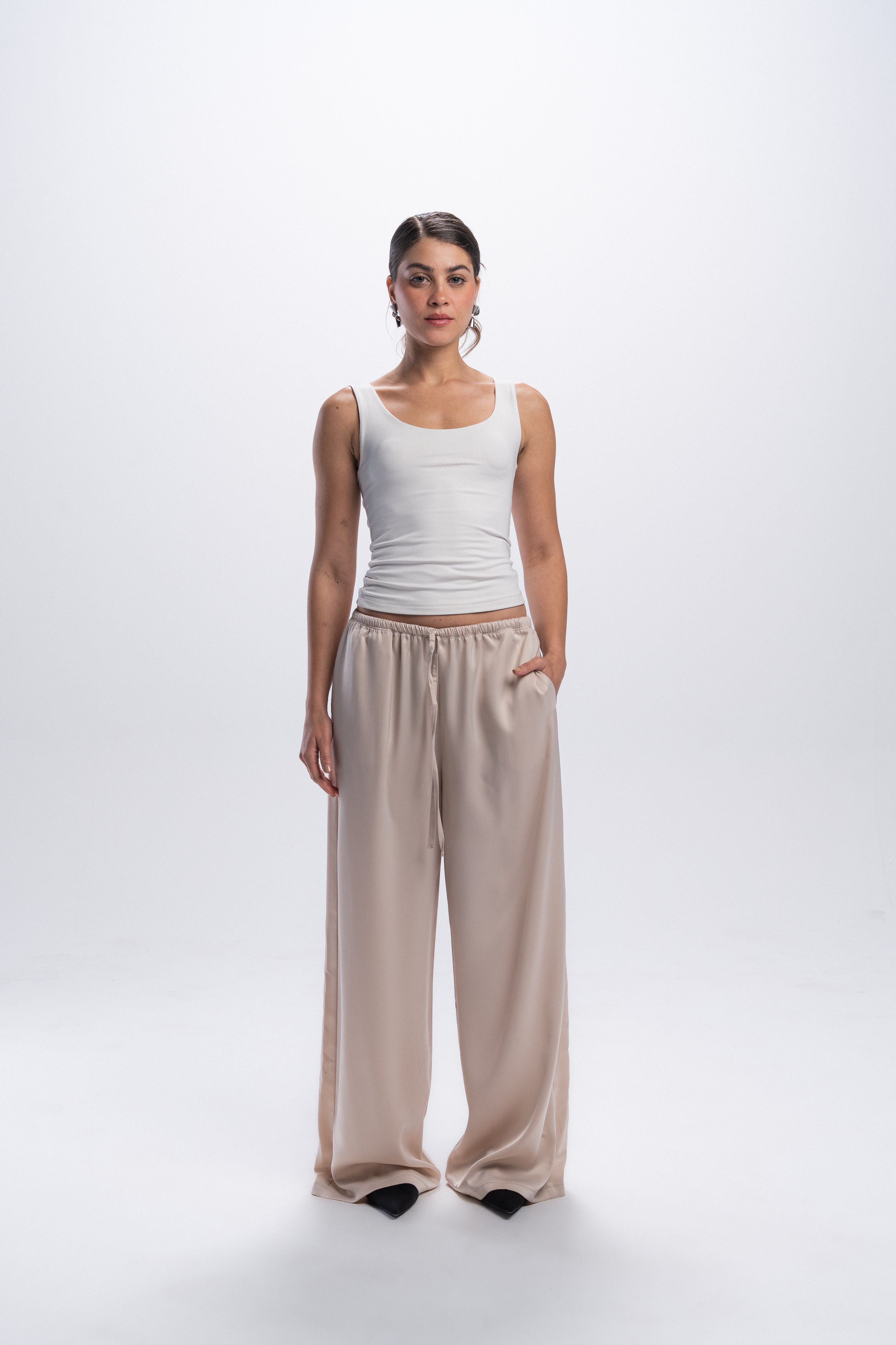 Satin Pants - Beige