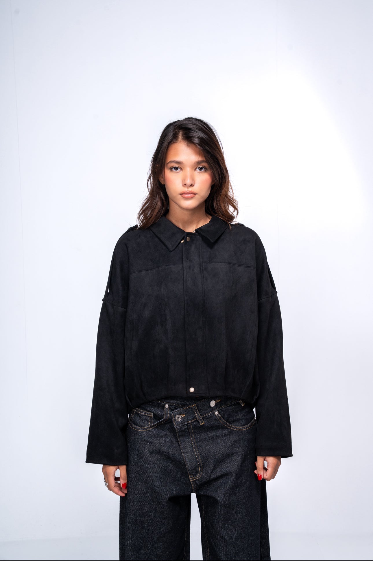 Suede bomber Jacket - Black