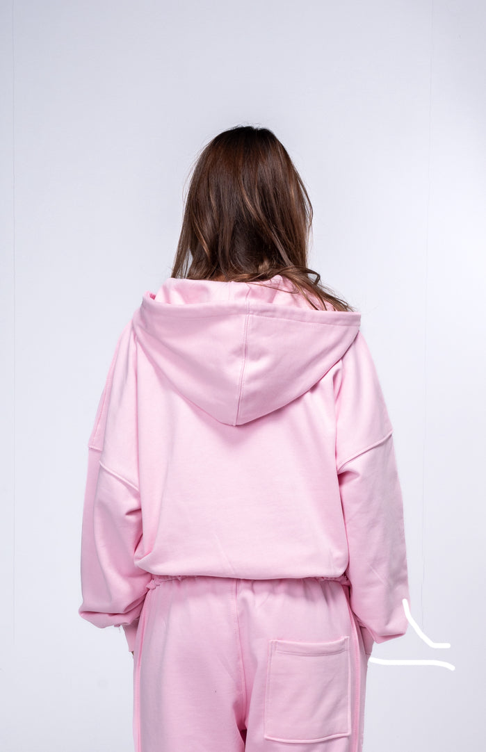 Cropped Zip up Jacket - Pink