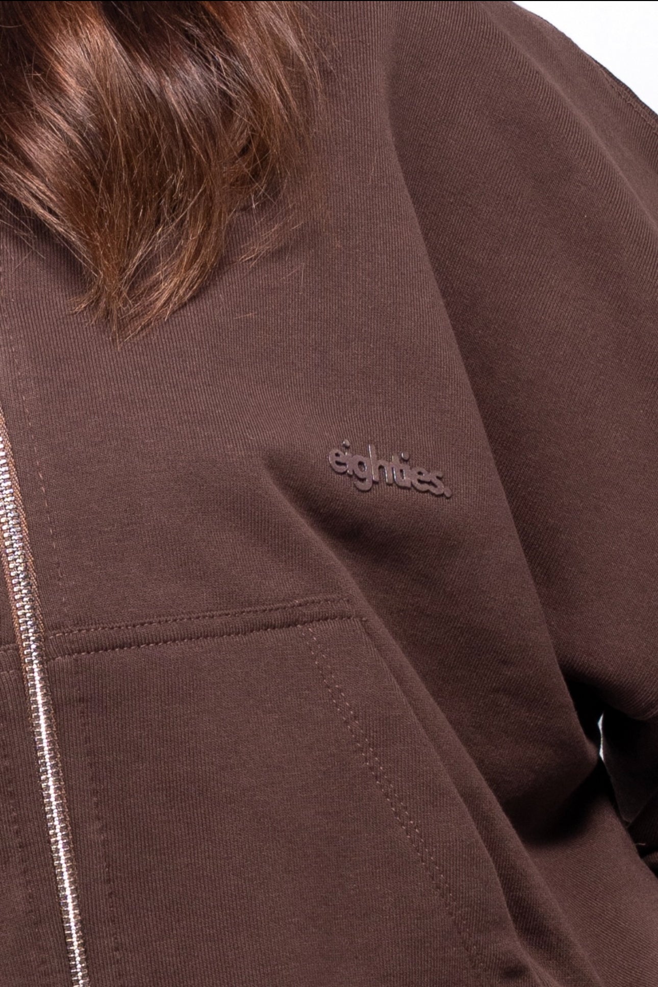 Cropped zip up Jacket - Brown