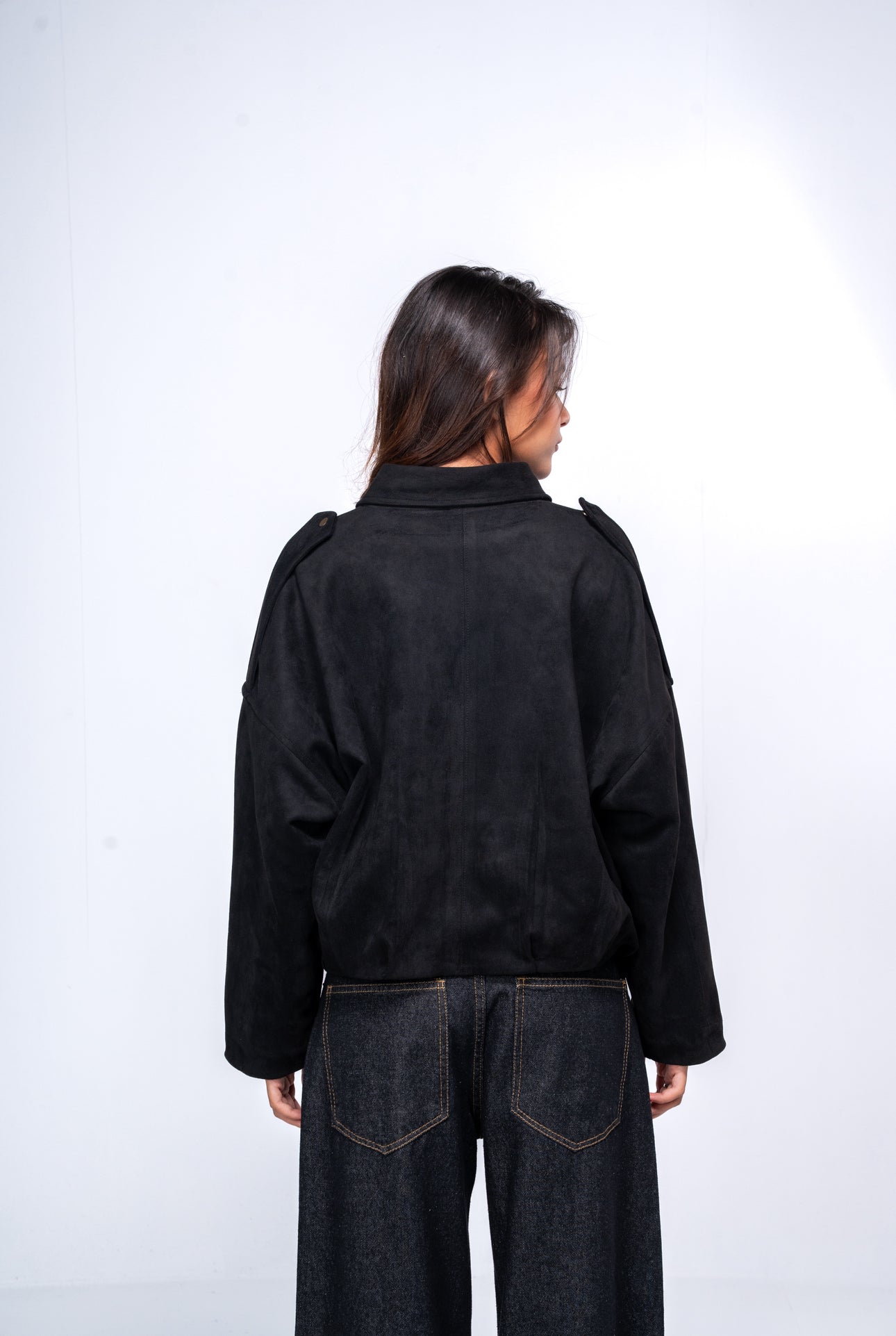 Suede bomber Jacket - Black