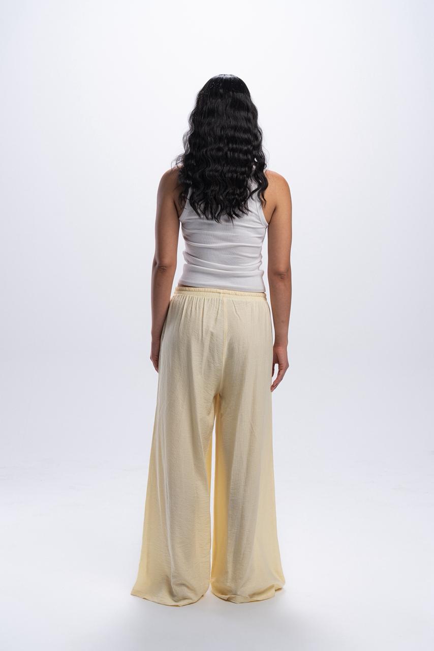 Crinkle linen pants - Butter yellow