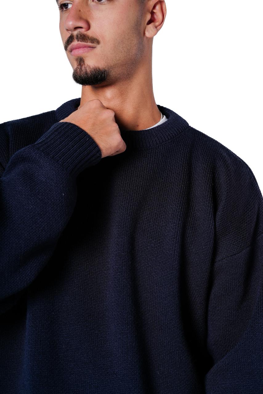 Basic knitted sweater - navy