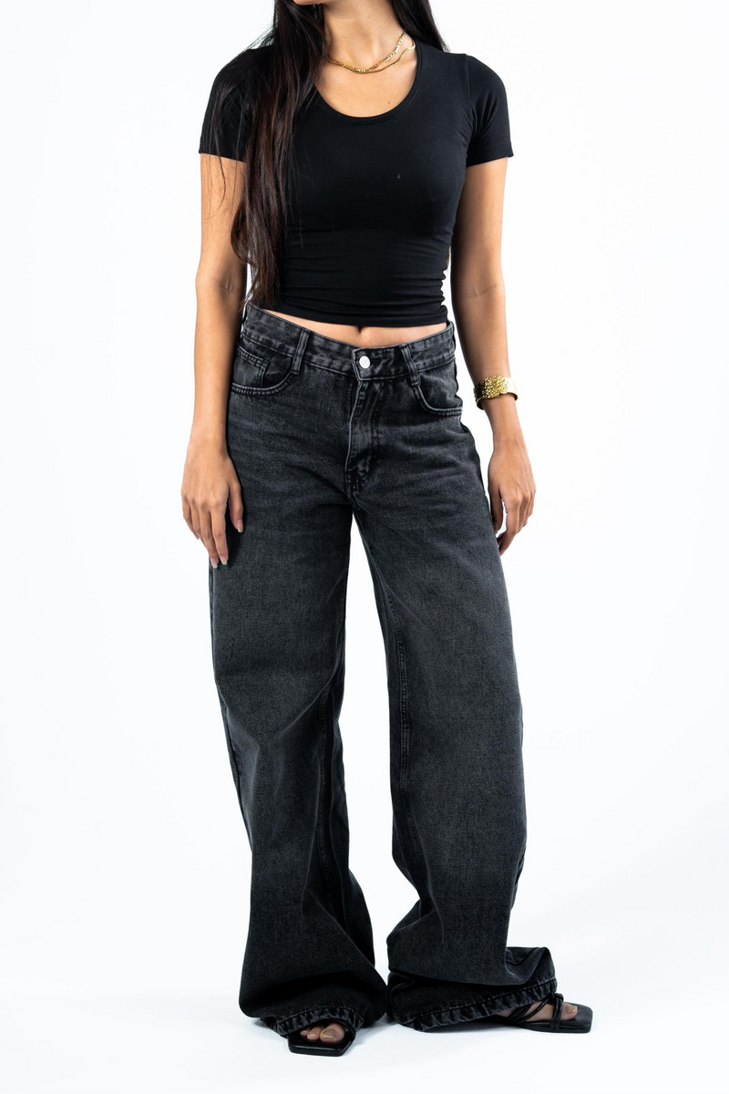 WIDE LEG JEANS - BLACK-BLACK
