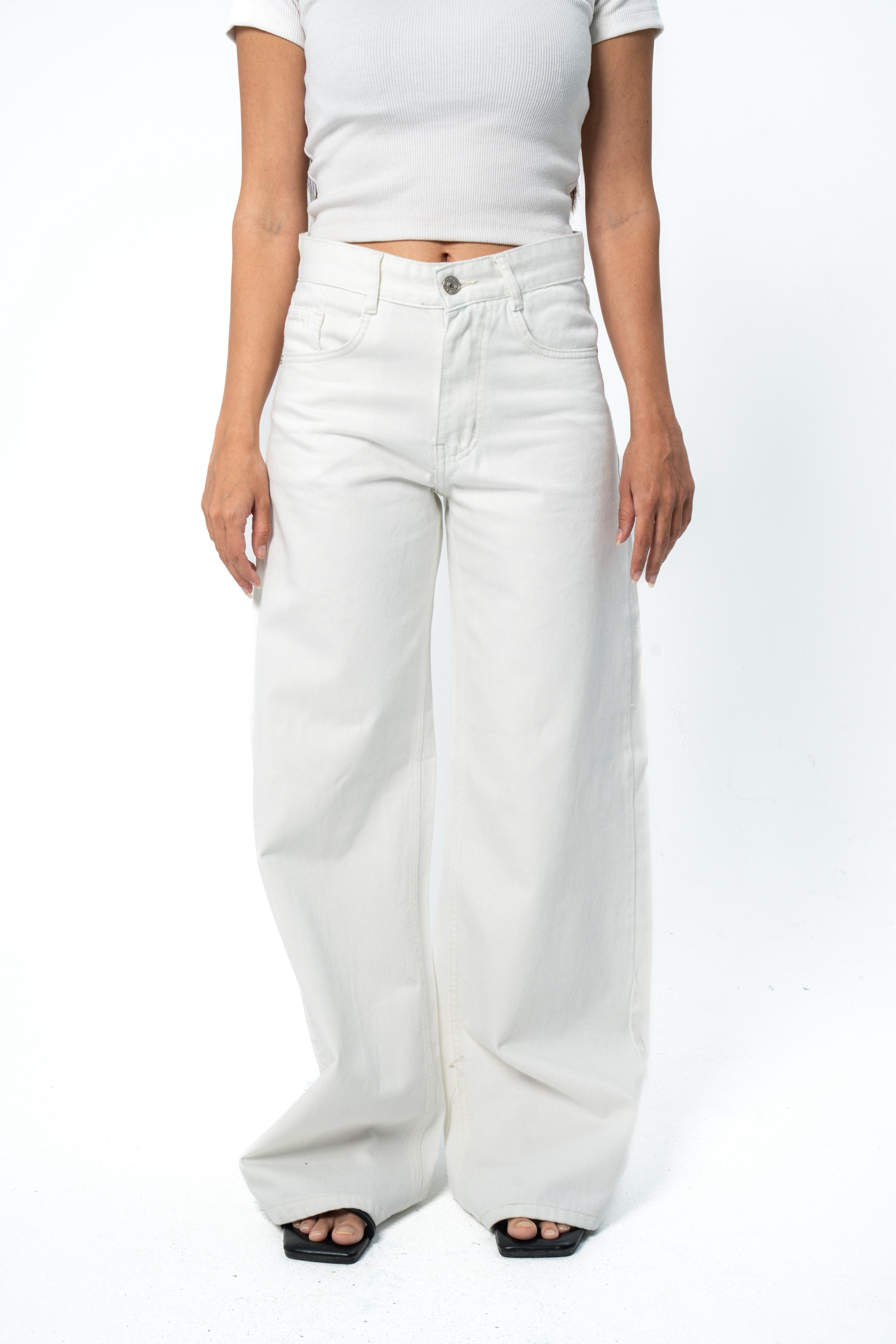 Wide Leg Jeans - Off White