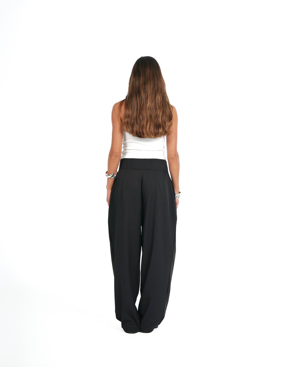 Balloon pleated pants - black