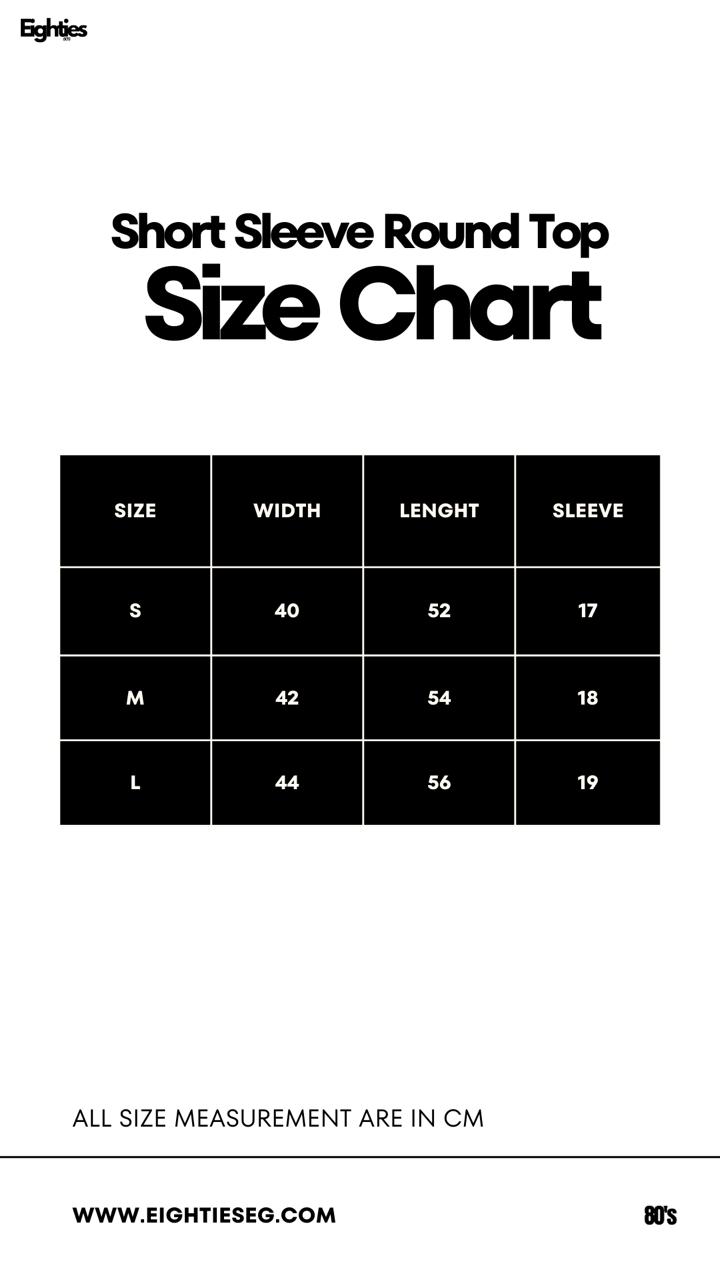 Short Sleeve Round Top - Light Grey — Size chart