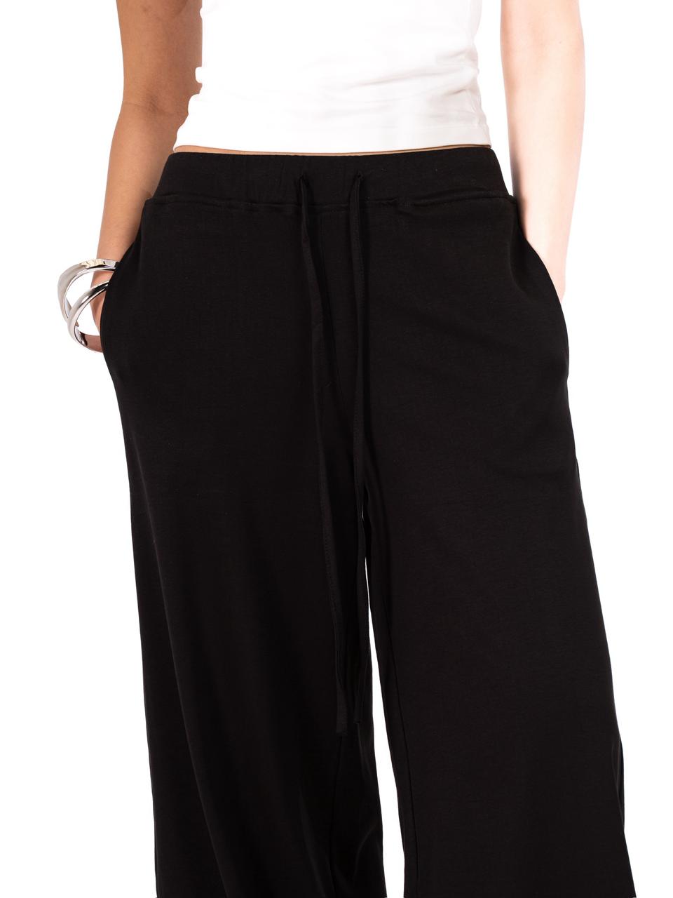 Relaxed Wide Leg Pants -Black