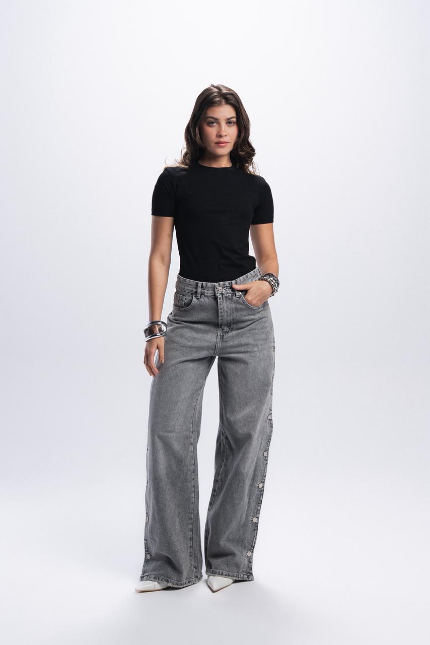 Buttons Jeans - Light Grey
