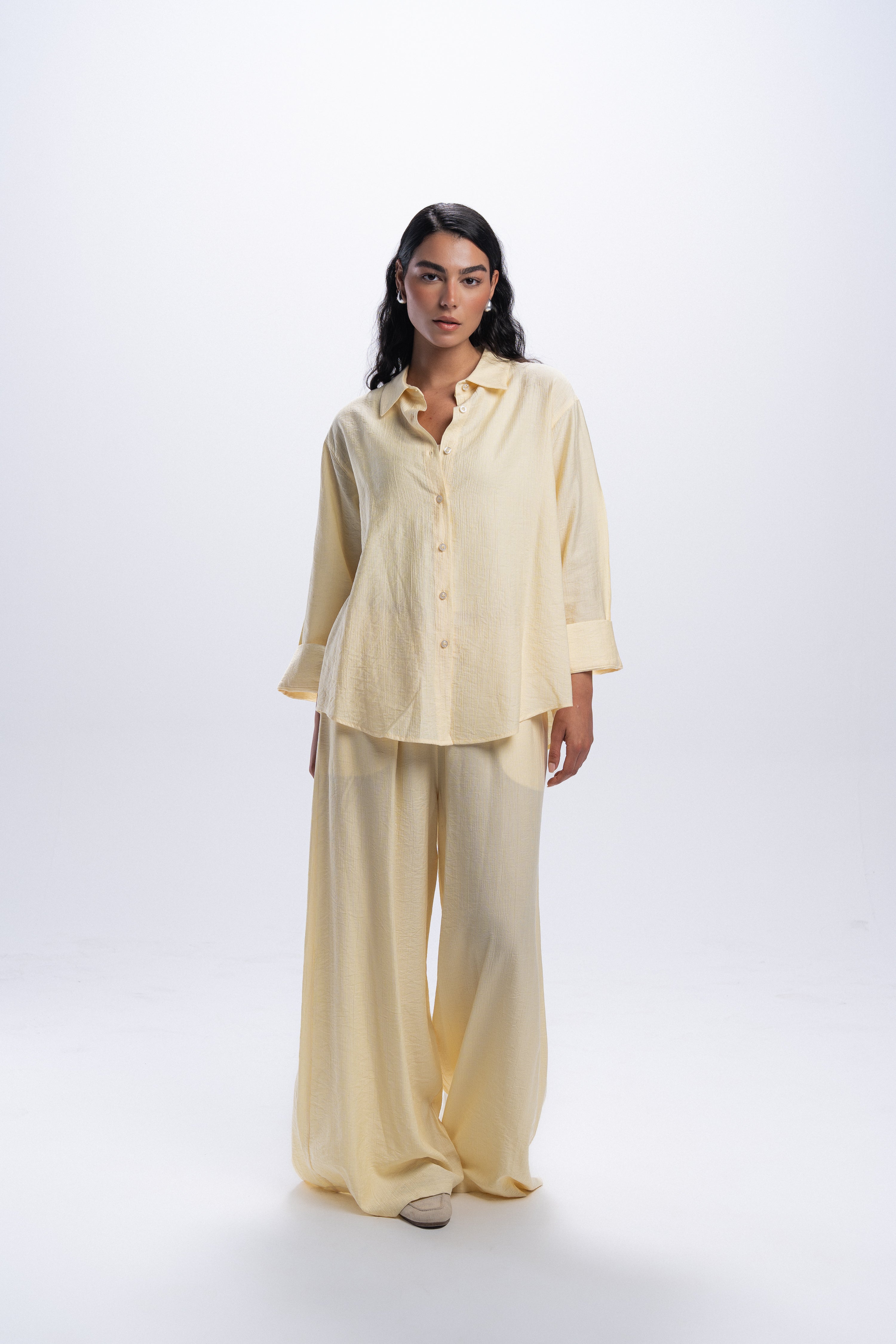 Crinkle Linen Chemise - Butter Yellow