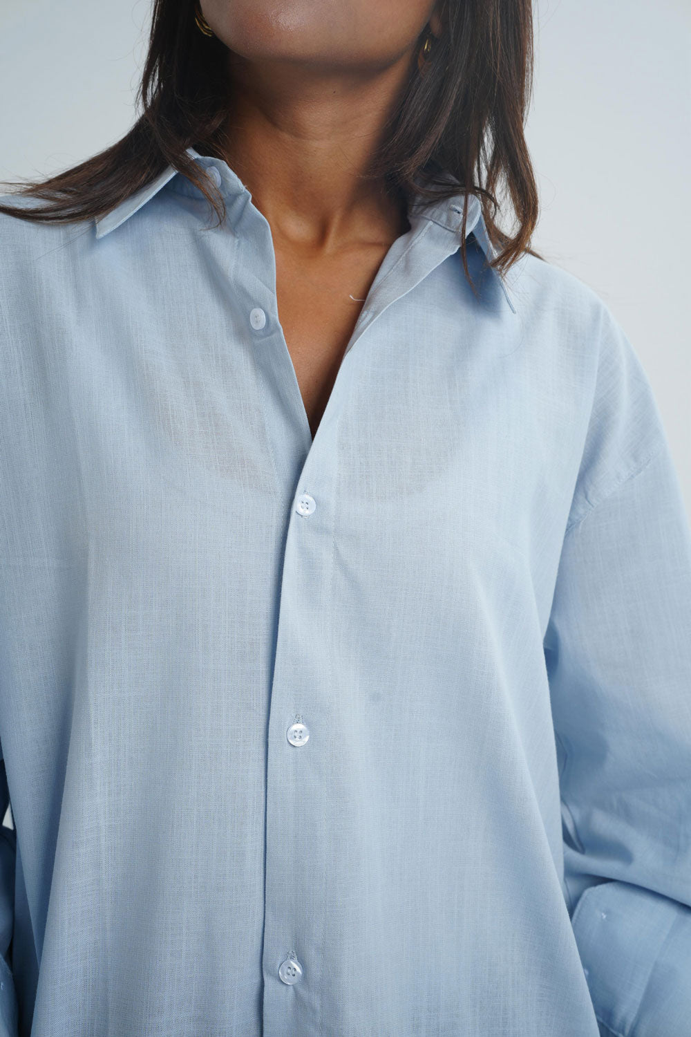 Long sleeve linen shirt - Sky Blue