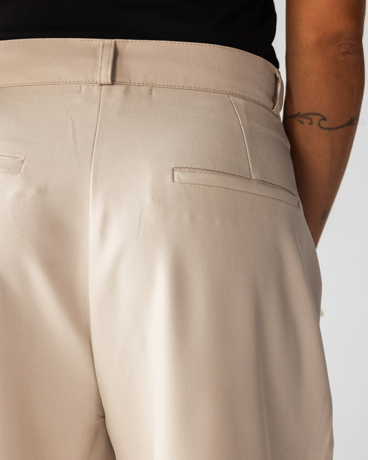Wide Leg Tailored Pants- Beige