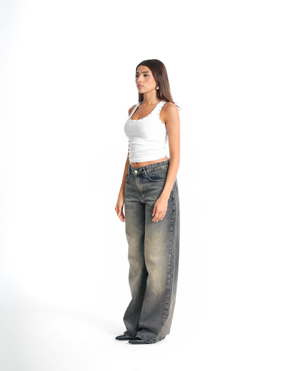 Wide leg jeans- dirty vintage