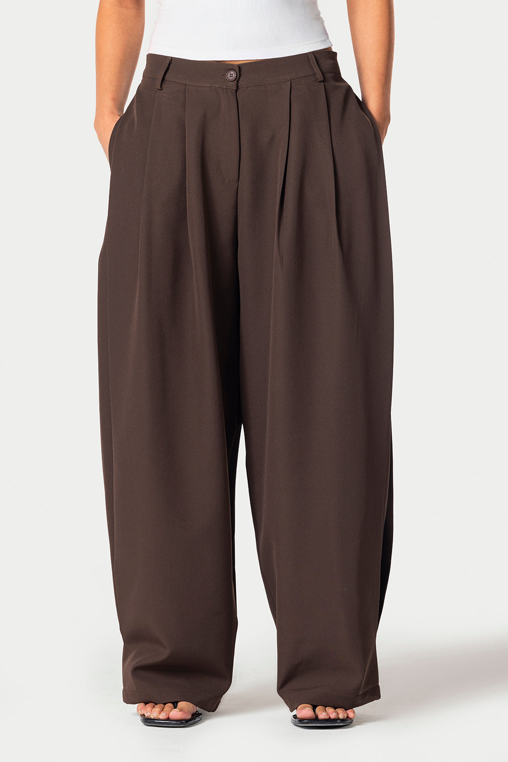 Side Pleated Trousers – Brown – photo 10