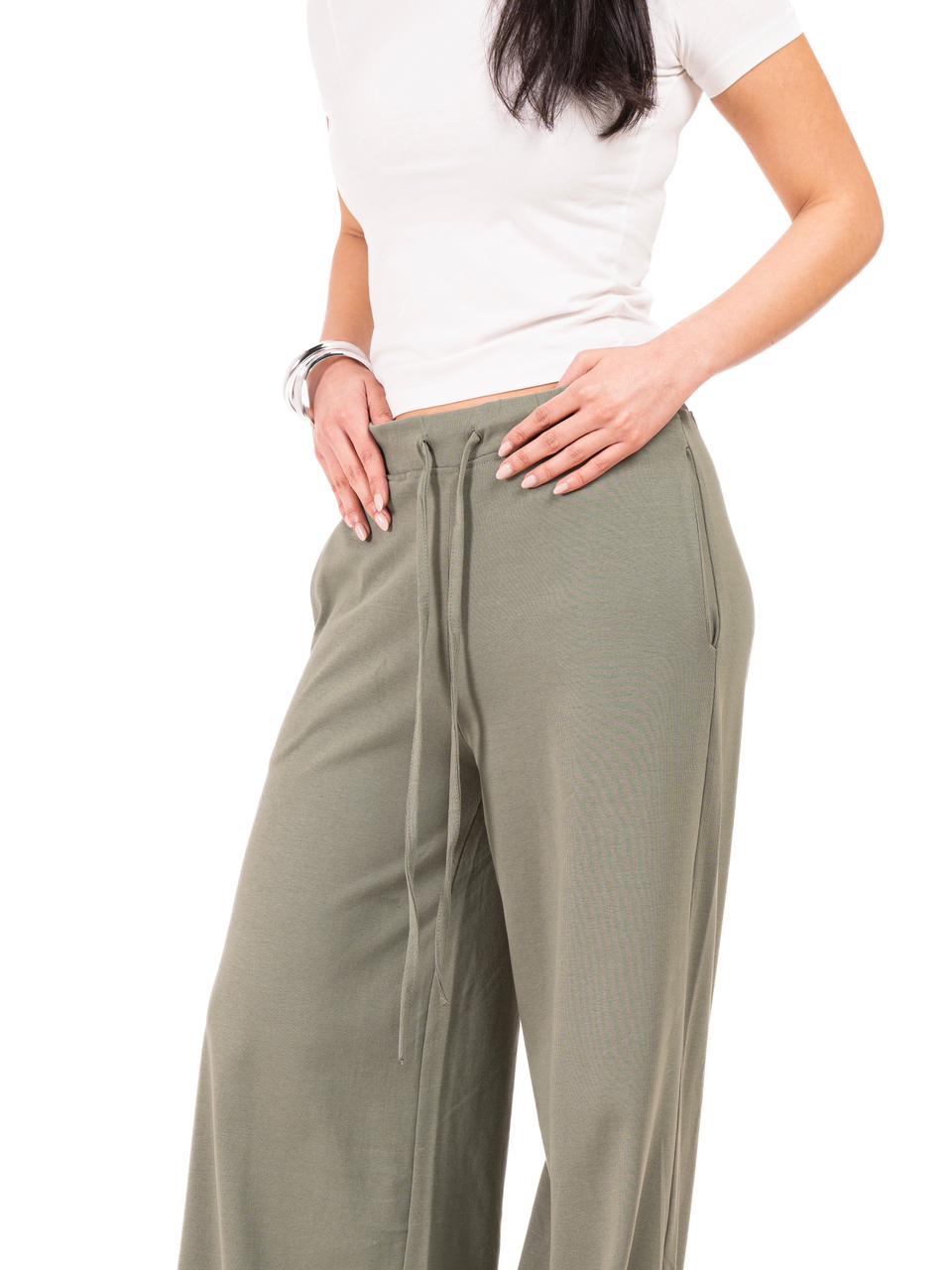 Relaxed Wide Leg Pants -Olive
