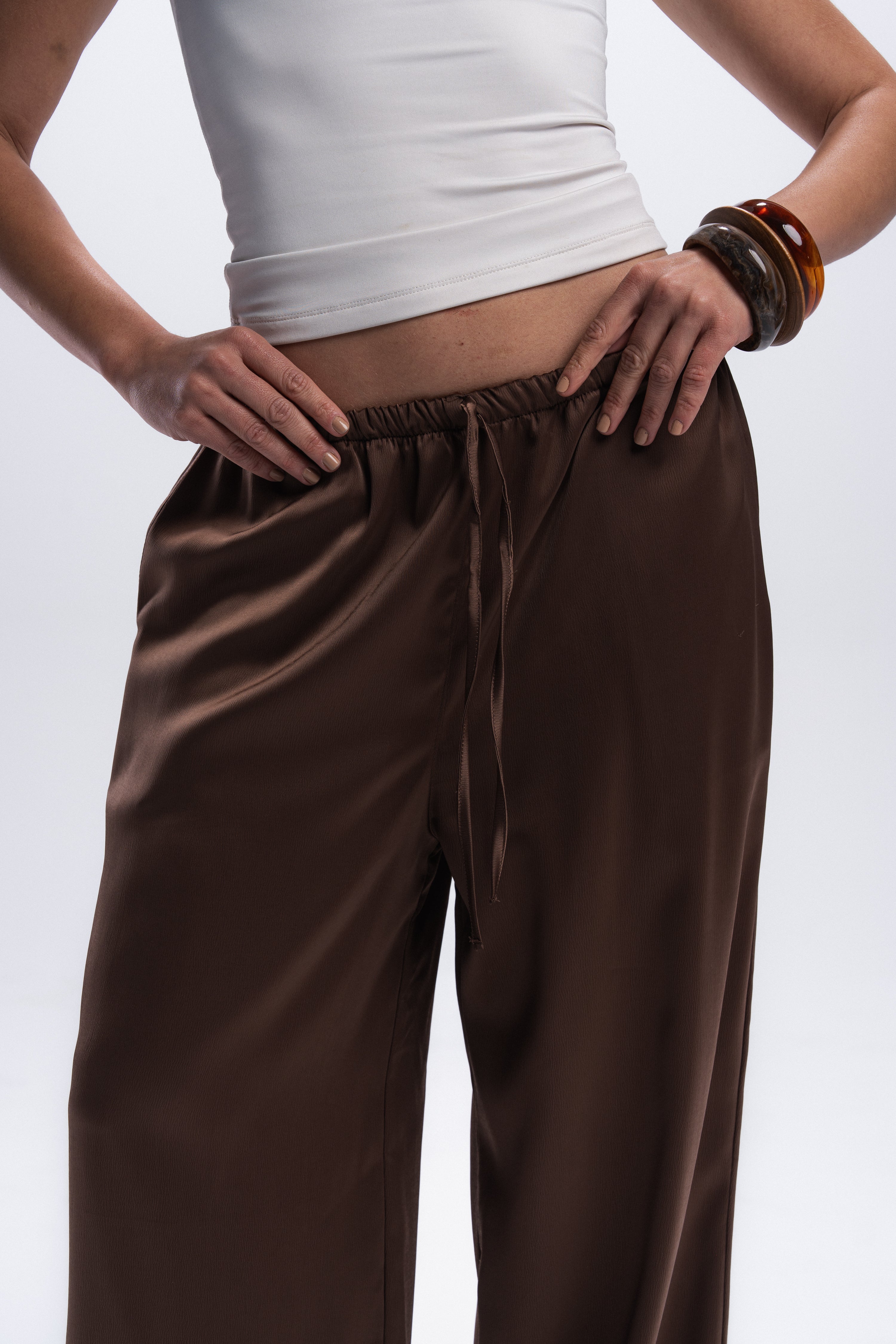 Satin Pants - Brown