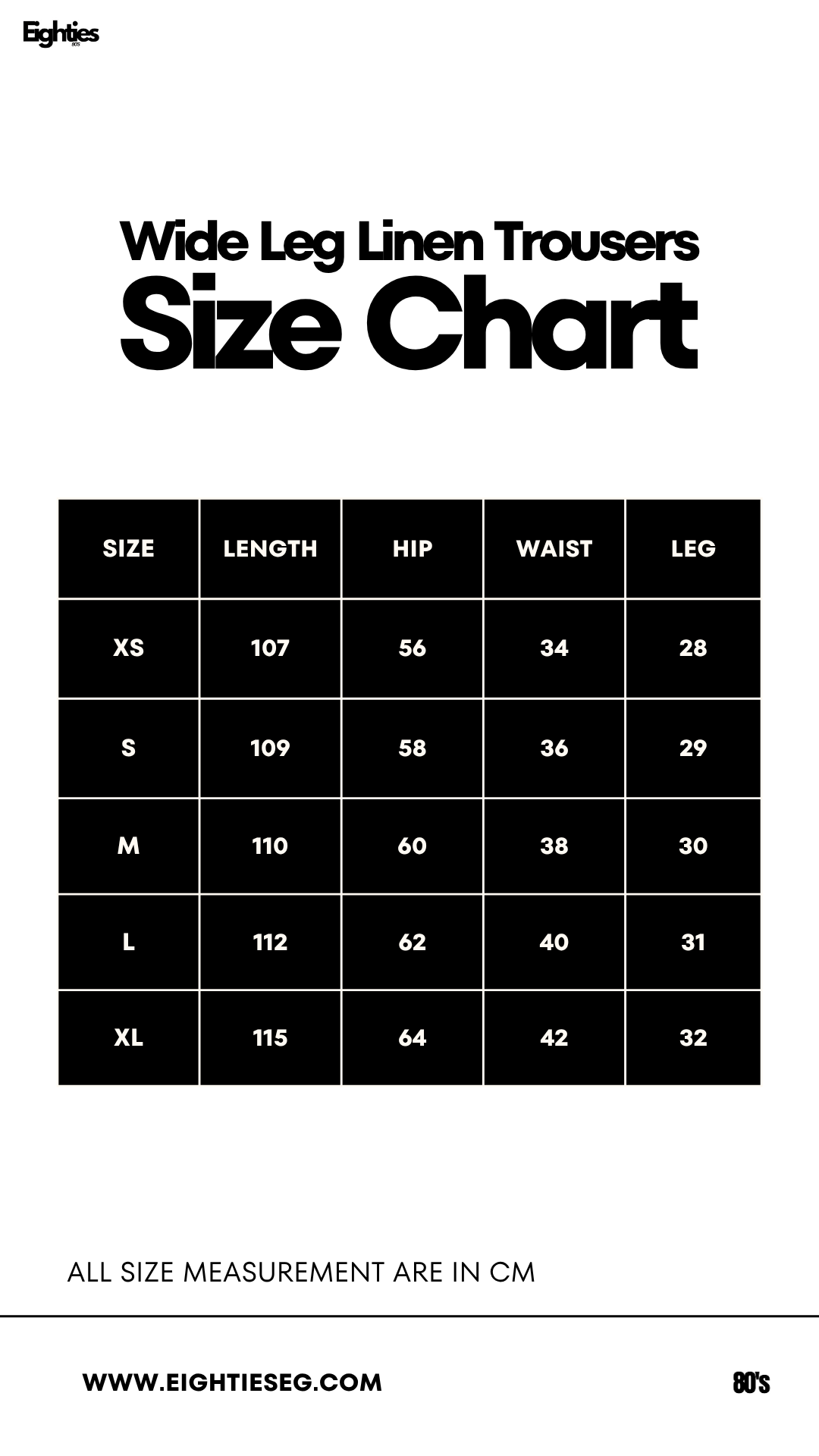 Wide Leg Linen Trousers - Yellow — Size chart