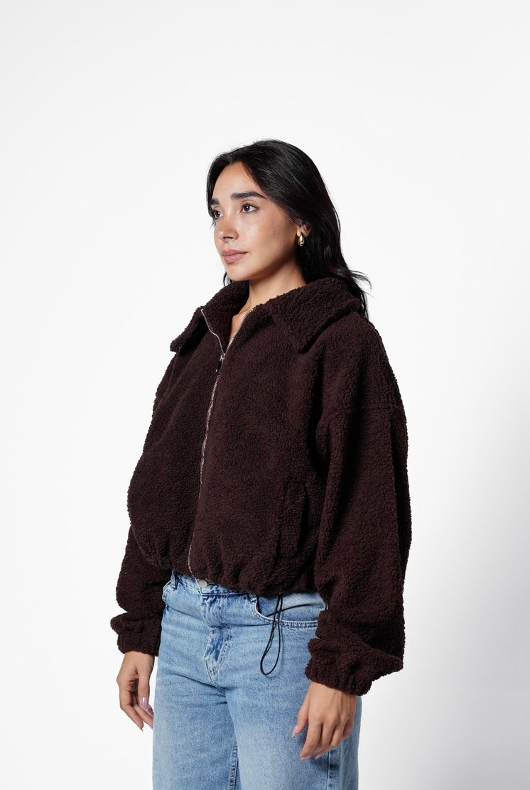 Fur bomber jacket - brown