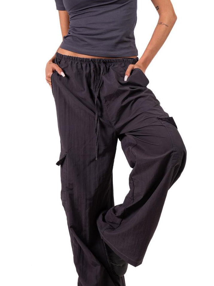 Wide Leg Parachute Pants -Grey