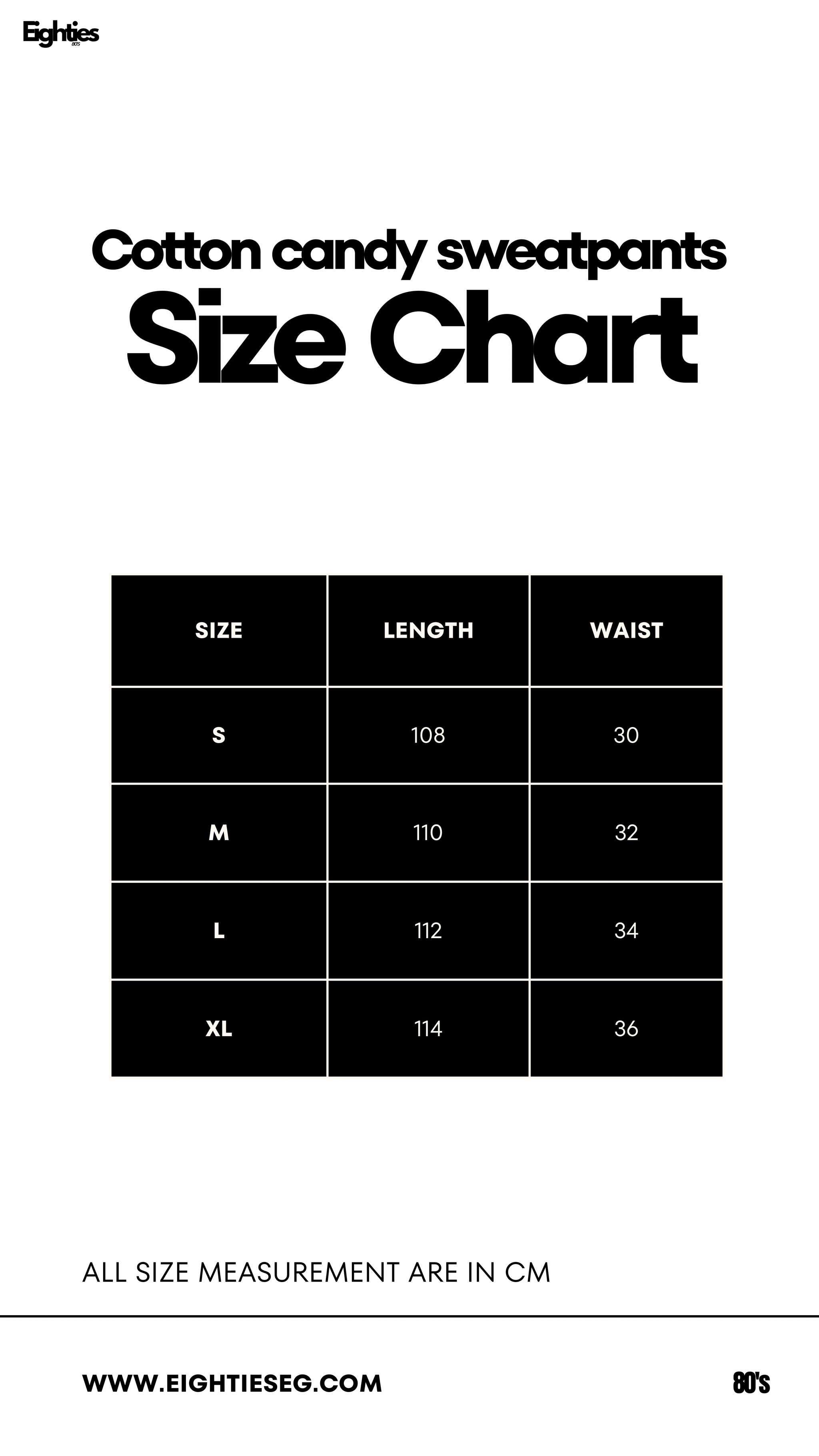 Cotton candy sweatpants - Olive — Size chart
