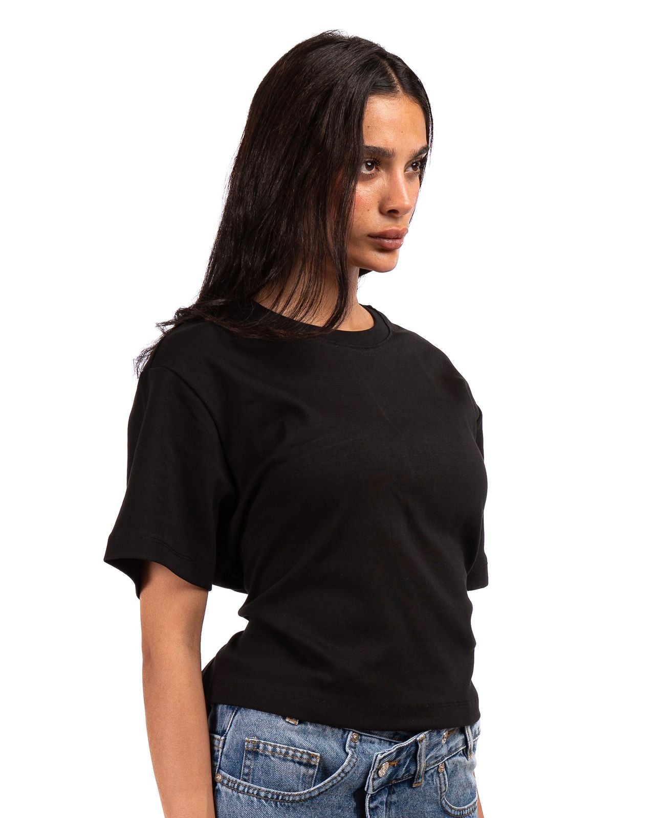 Short Sleeve Back-Tie Top -Black