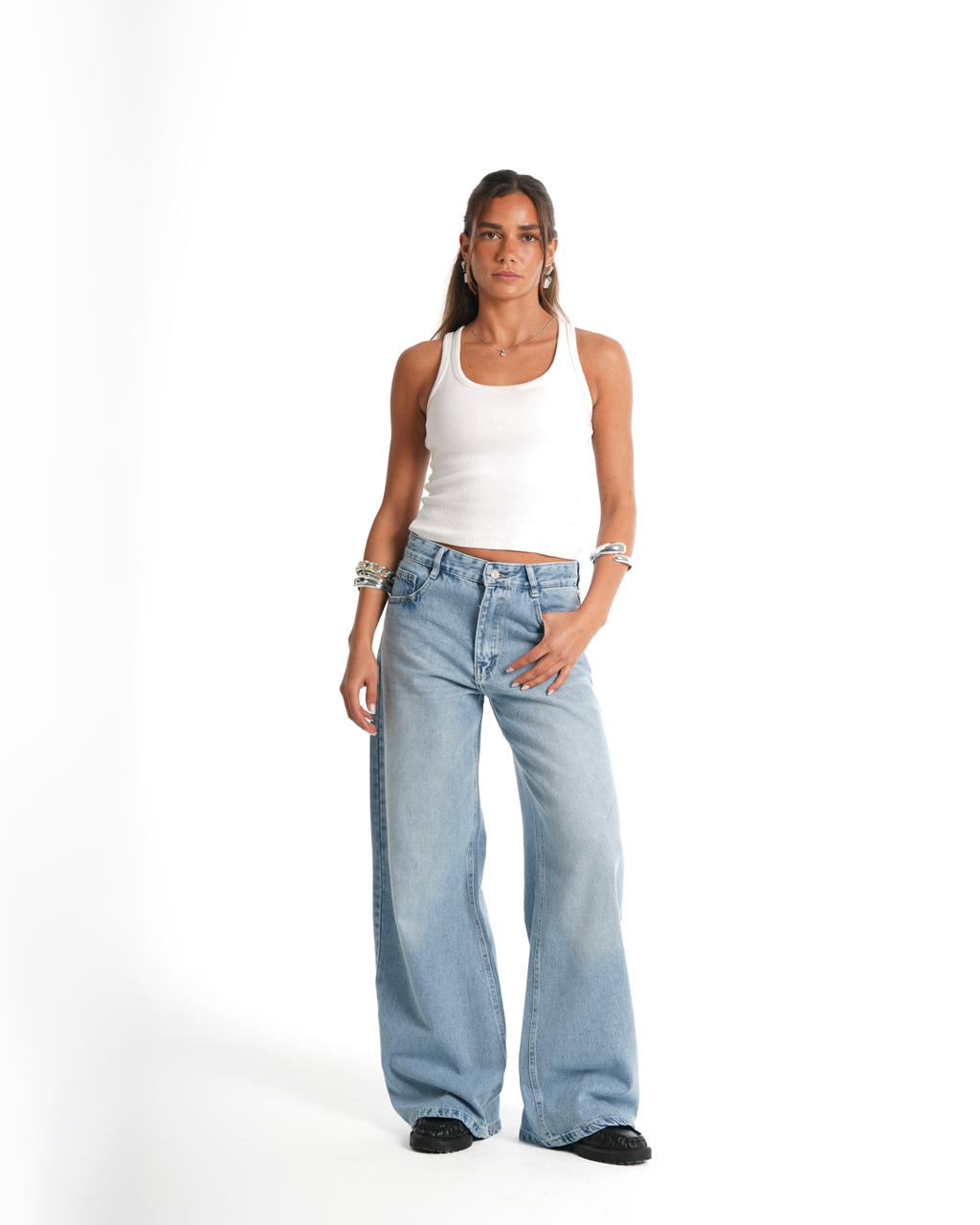 Wide Leg Jeans - Sky Blue
