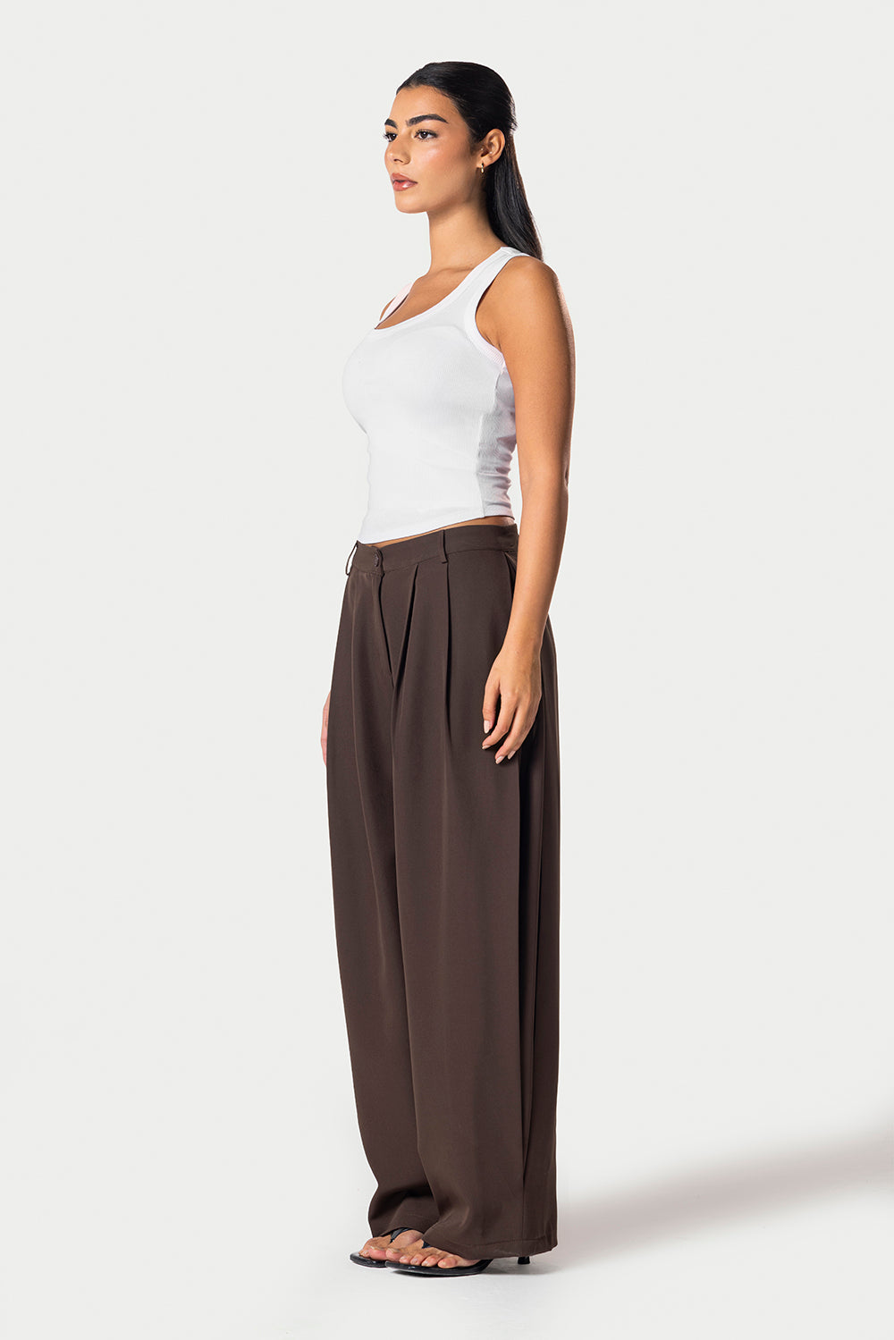 Side Pleated Trousers – Brown – photo 6