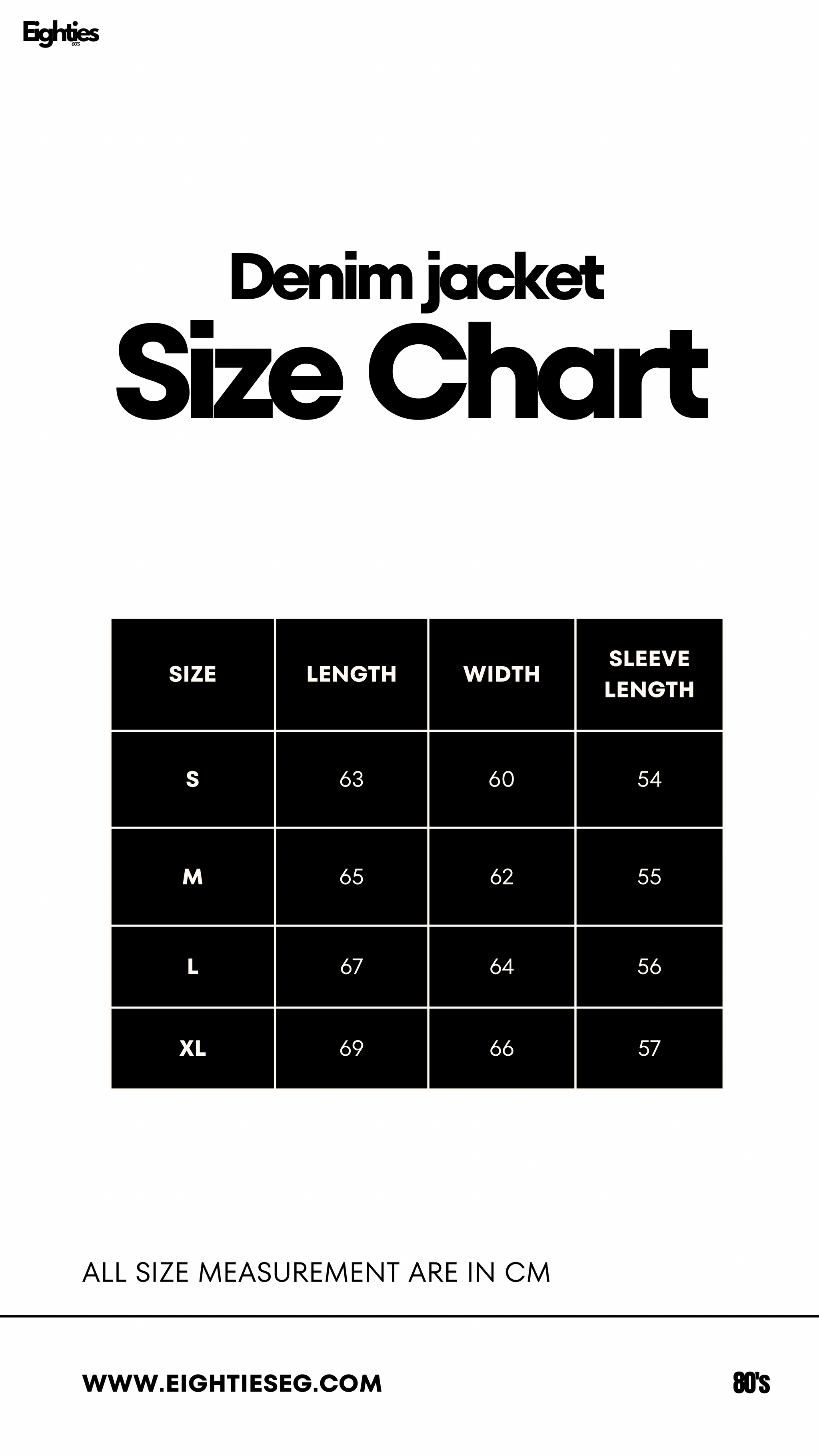 Denim jacket - Blue raw — Size chart