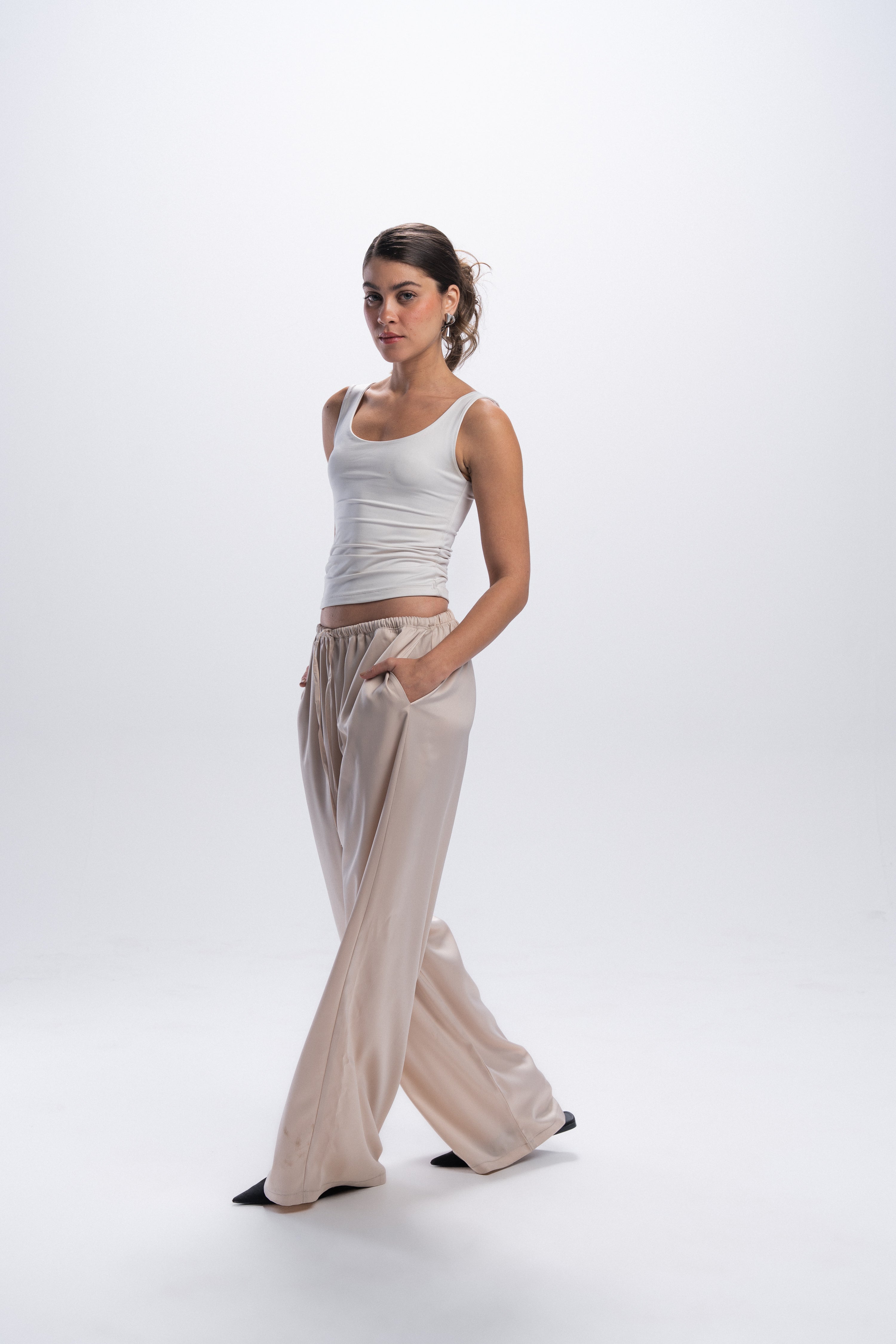 Satin Pants - Beige