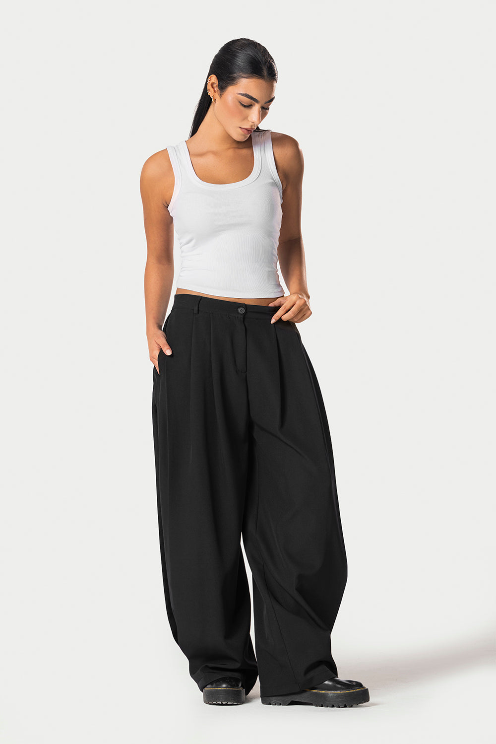 Side Pleated Trousers – Black – photo 3