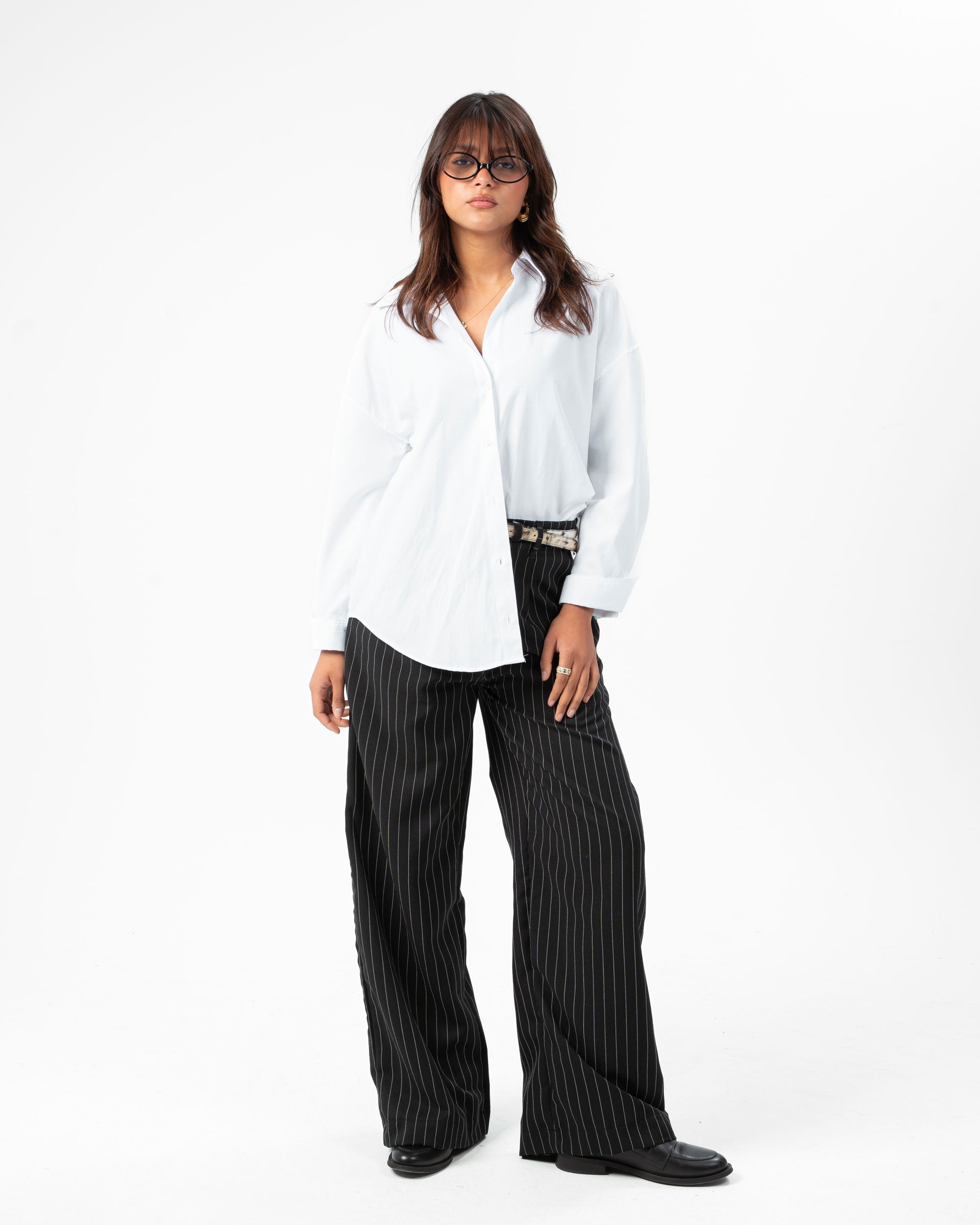 Classic Black Pinstriped Pants
