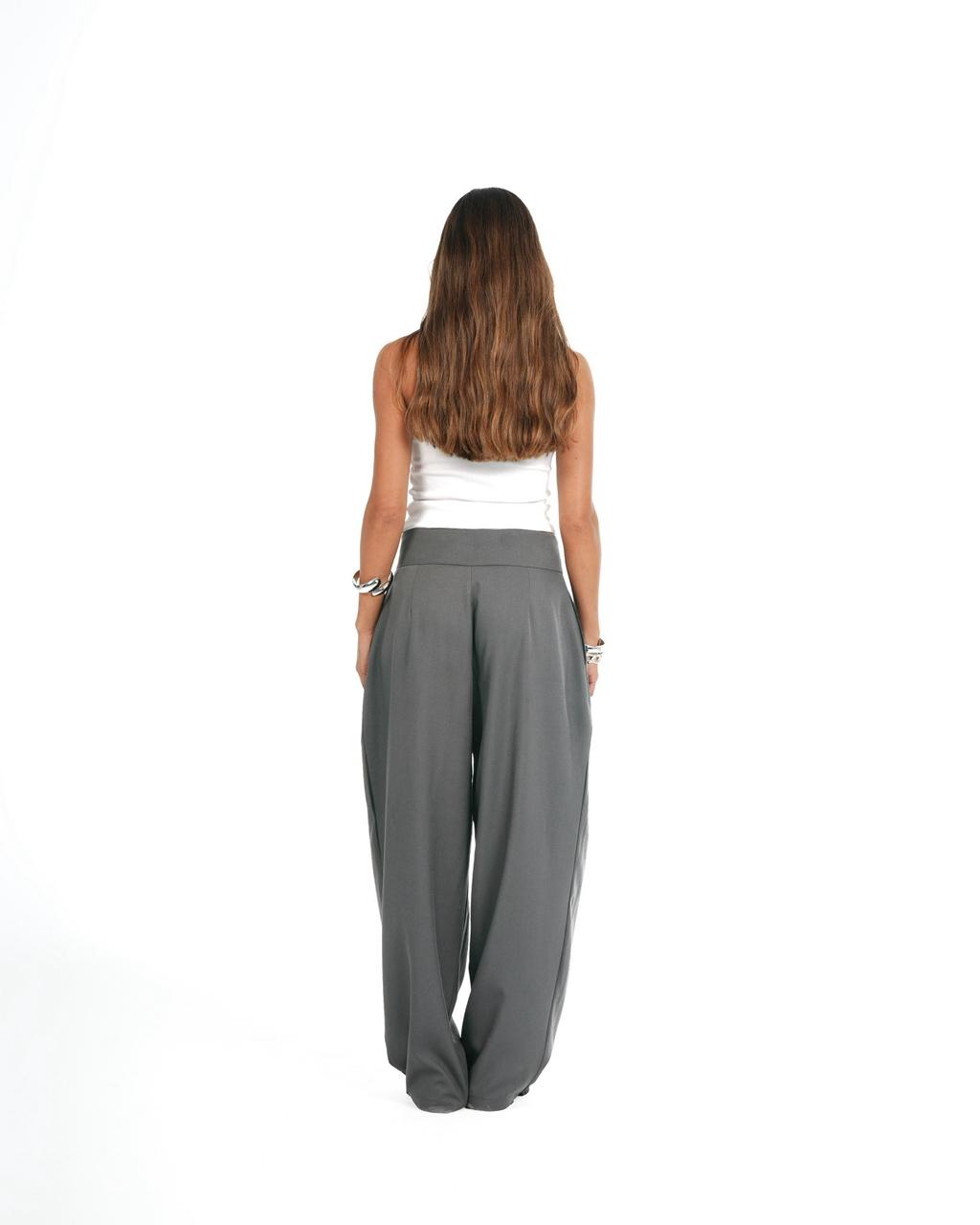 Balloon pleated pants -Grey