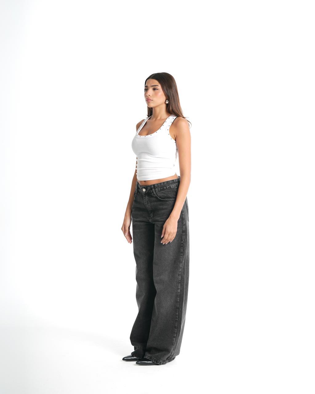 Wide Leg Jeans - Black