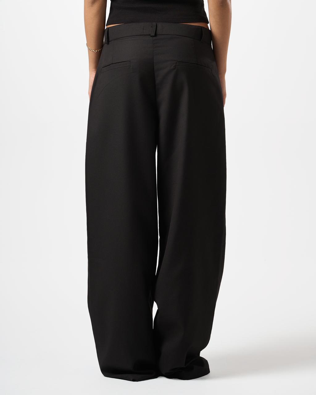 Wide Leg Tailored Pants-Black
