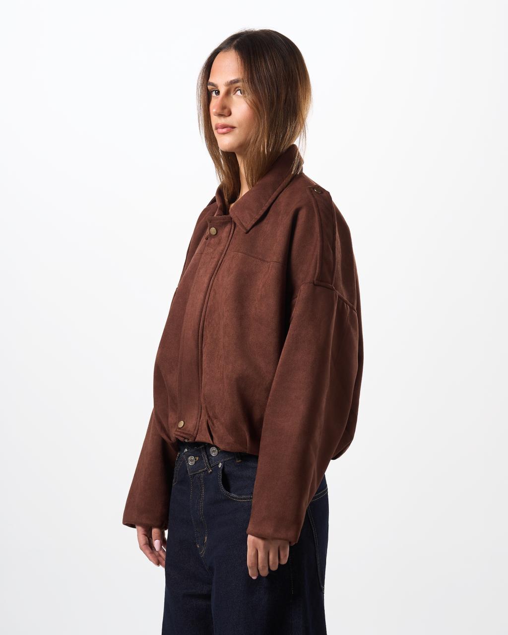 Suede bomber jacket - brown