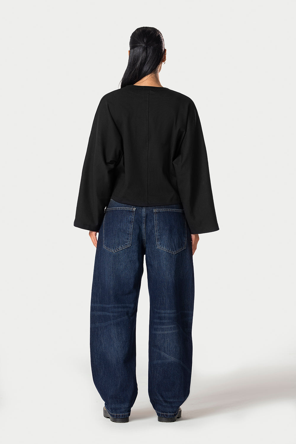 Wide Sleeve Cotton Tee – Black – photo 8